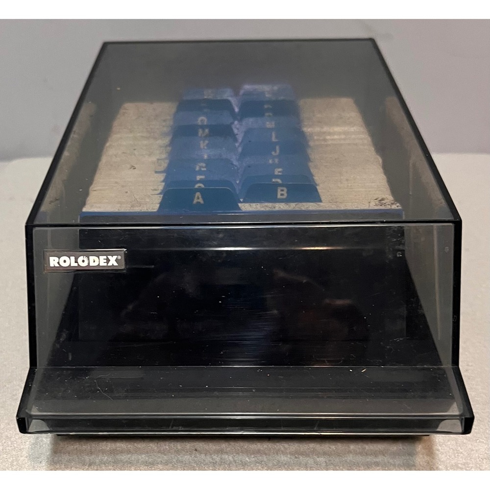 Vintage Rolodex VIP35C Black Desktop‎ Card File Organizer Blue A-Z Dividers USA